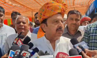 रेवाड़ी समारोह के दौरान मीडिया से बात करते कैबिनेट मंत्री राव नरबीर सिंह।